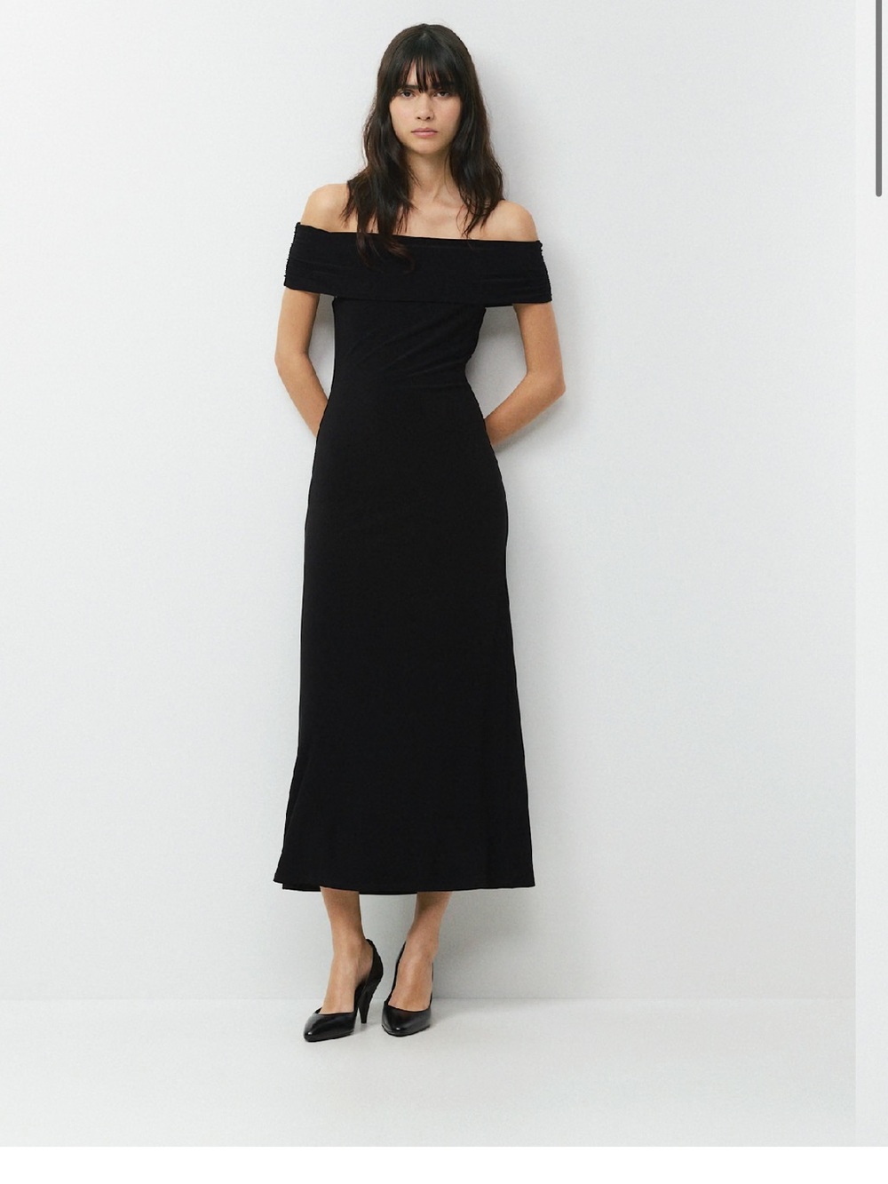 Off-the-Shoulder Black Maxi Dress NWT aritzia